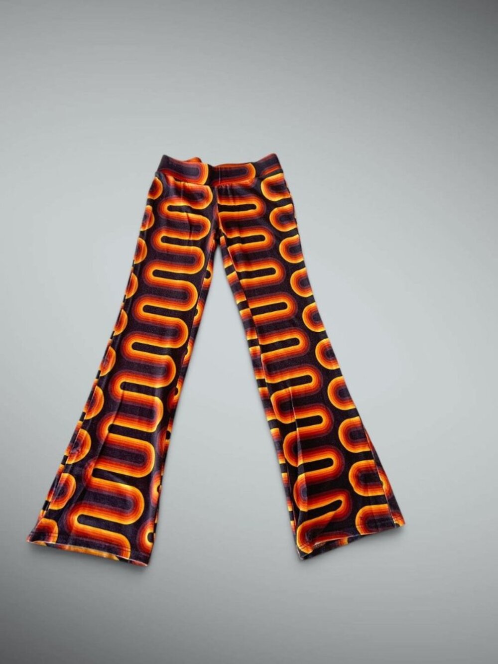 Urban Outfitters 70s Retro Style Brown Pop Art Flare Pull On Festival Pants XS